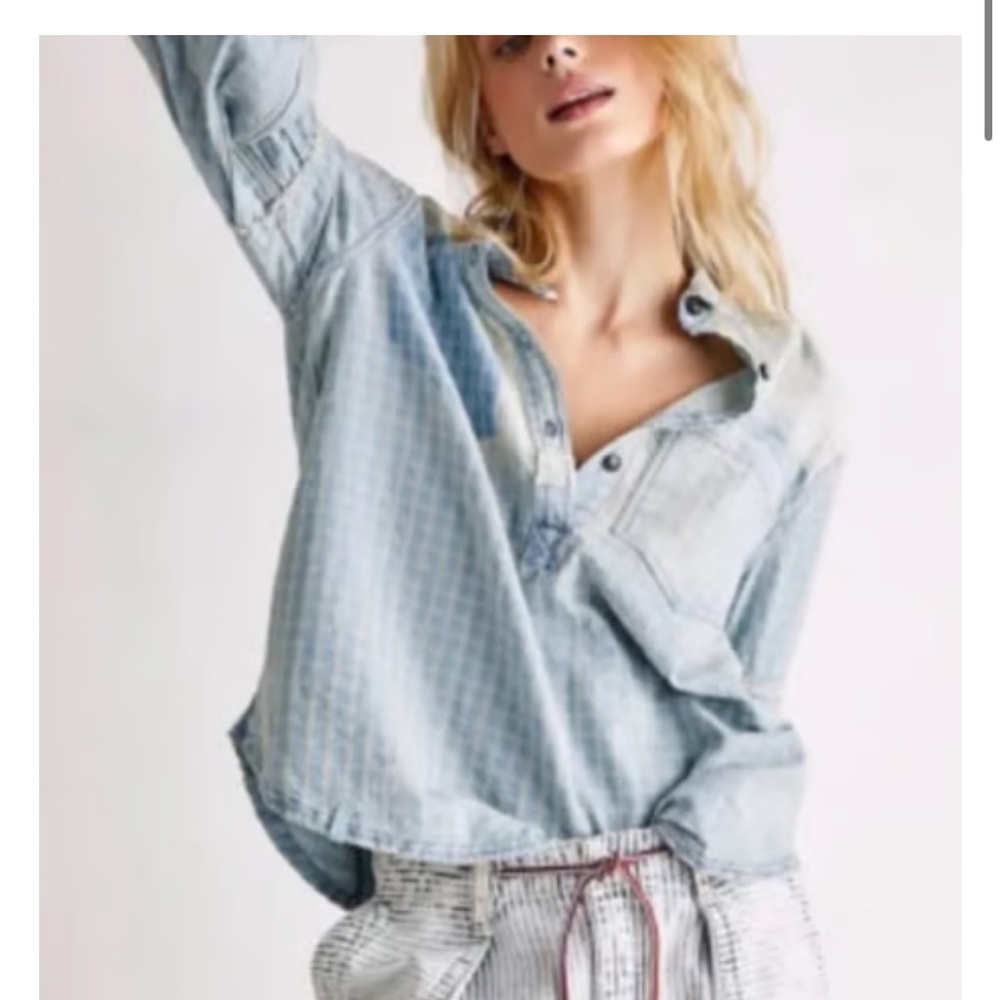 Free People Glacier Bay checkered tunic